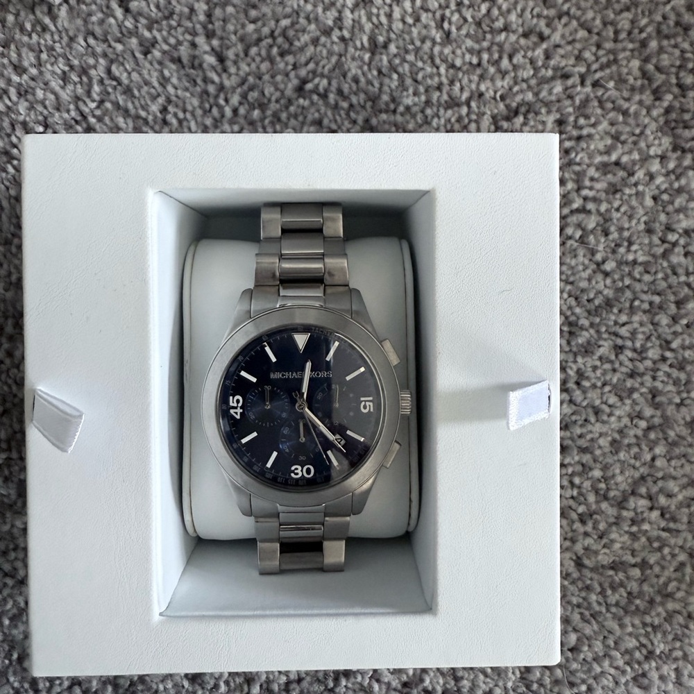 Michael Kors Black and Silver Chronograph Watch